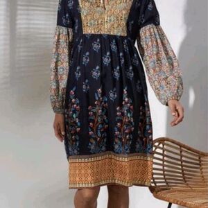 Soft Surroundings Multicolor Long Sleeve Dress